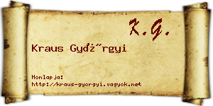 Kraus Györgyi névjegykártya